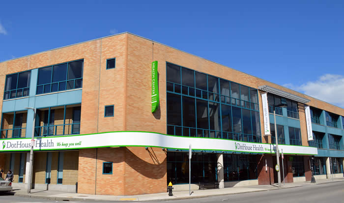 View of DotHouse Health from Dorchester Avenue