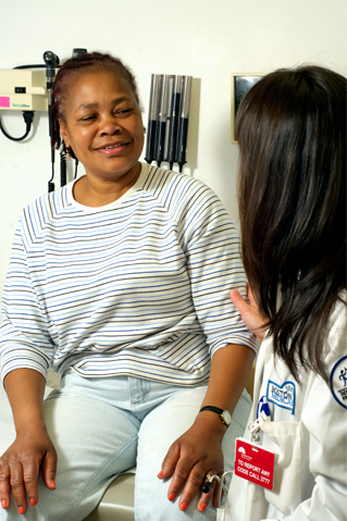 Family physician with a patient